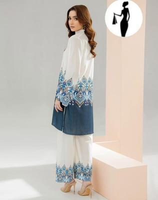 2 Pcs Women's Stitched Swiss Lawn Printed Co-Ord Set