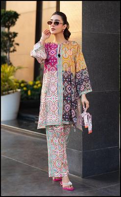 2 Pcs Women's Stitched Swiss Lawn Printed Co-Ord Set