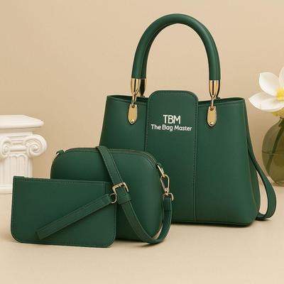 Women's Rexine Plain Hand Bag Set: