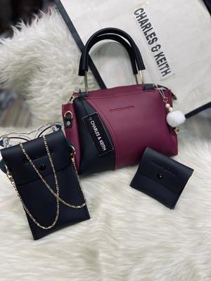 Women's Rexine Plain Hand Bag Set