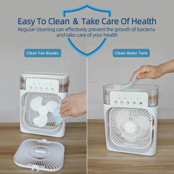 Portable USB Air Conditioner Fan – LED Night Light, Mist & Humidifier