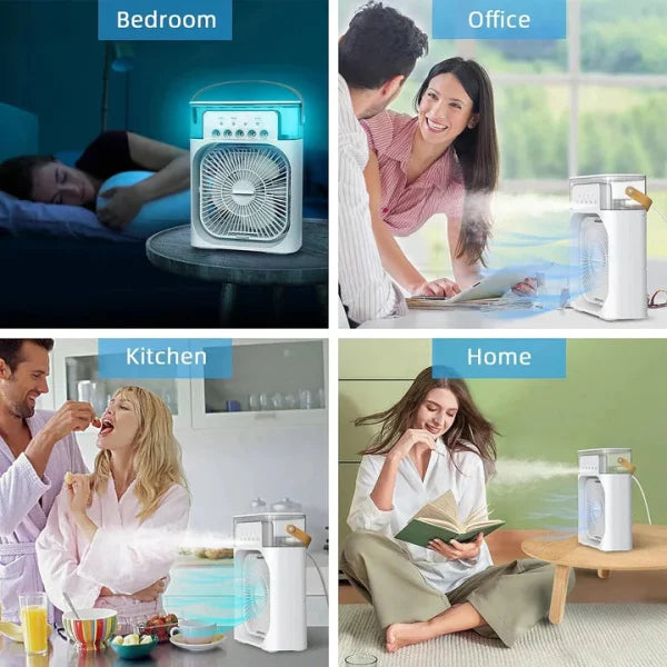 Portable USB Air Conditioner Fan – LED Night Light, Mist & Humidifier