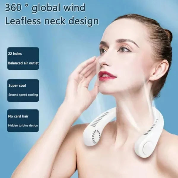 X5 Leafless Neck Fan – Portable, Rechargeable, Adjustable.