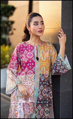 2 Pcs Women's Stitched Swiss Lawn Printed Co-Ord Set