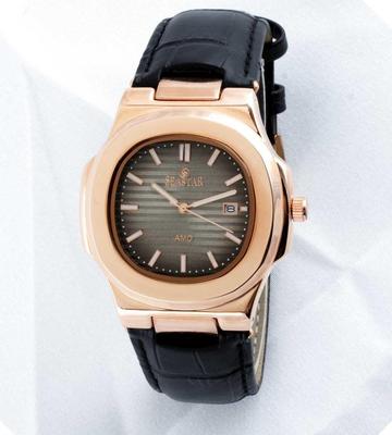 Men's Leather Square Watch with Quartz Movement - 1 Pc Chronograph, Water Resistant