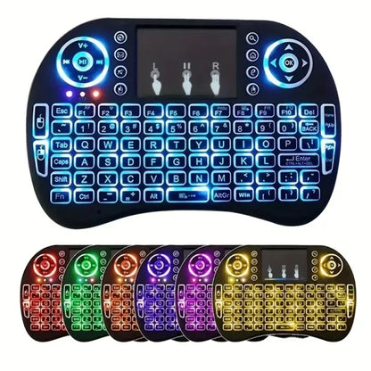 i8 Mini Wireless Keyboard – 2.4G, Touchpad, 7-Color Backlight, Plug & Play