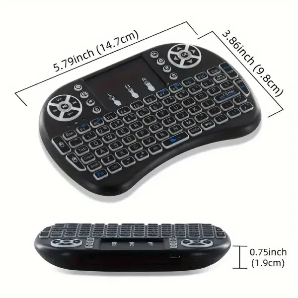 i8 Mini Wireless Keyboard – 2.4G, Touchpad, 7-Color Backlight, Plug & Play
