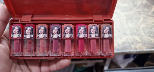 Mocallure Dark Nude Matte Lip Gloss Set – 8 Long-lasting Shades For All Skin Tones
